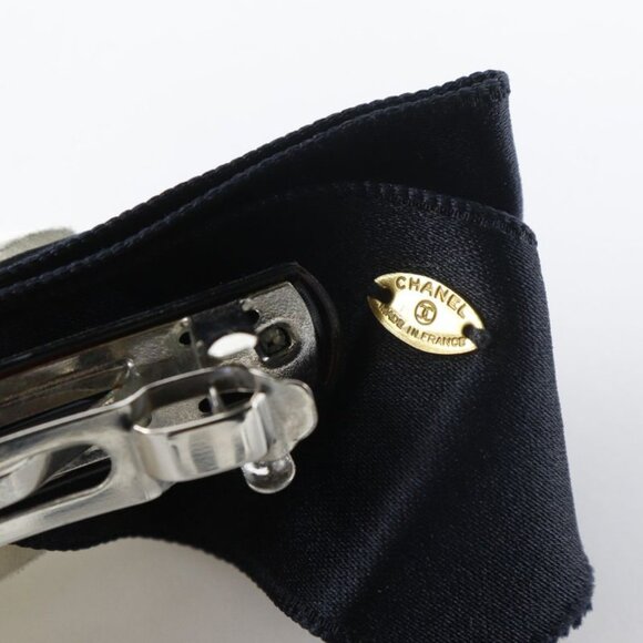 Chanel Camellia Ribbon Satin Black White Barrette main image 7